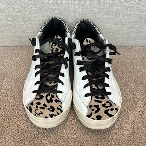 P448 White and Black High-Top Sneakers